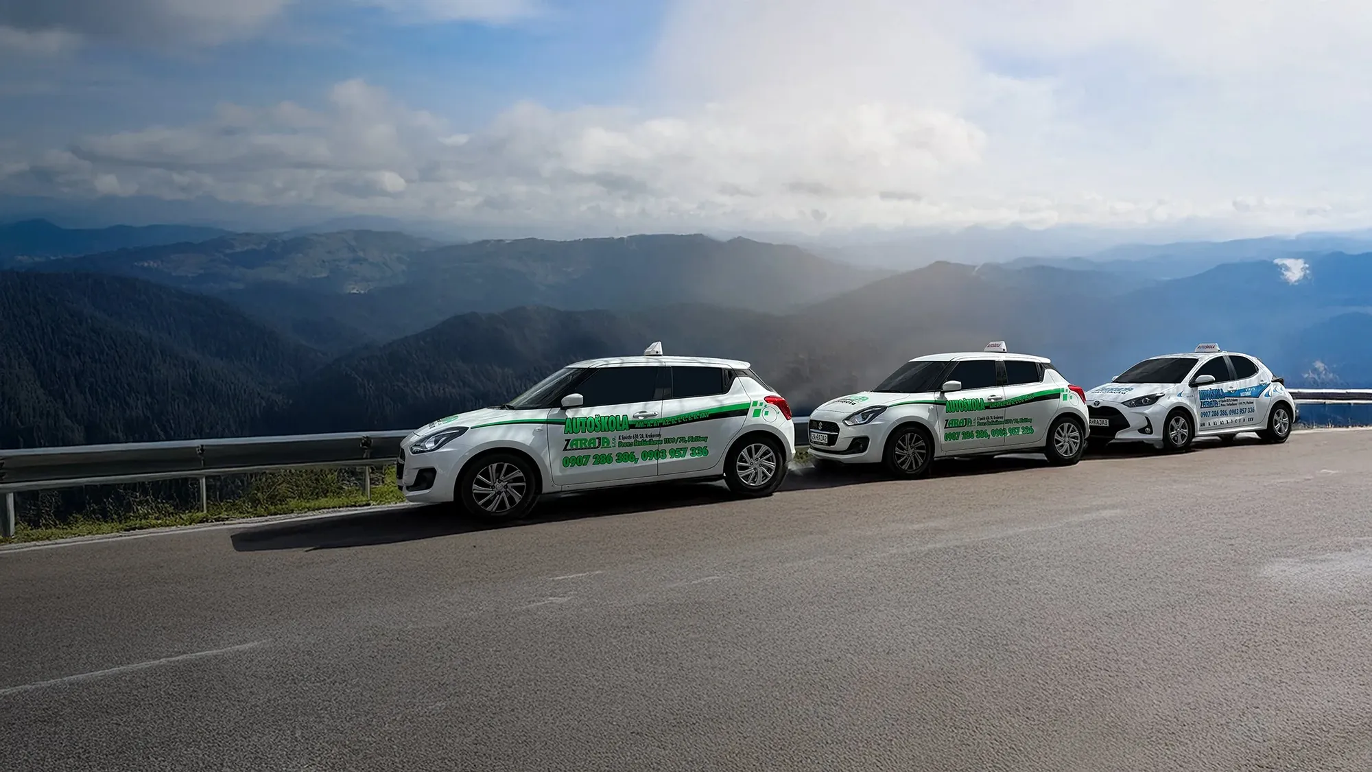 Vozidlá Autoškoly Zaraja na horskej ceste